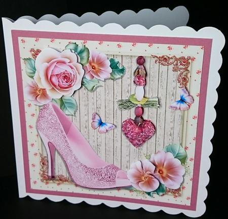 Beautiful Pink Shoe with Roses 8x8 by Sue Soules