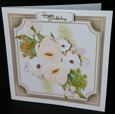 Beautiful Cream Anemone's on a Cut Out Bracket by Sue Soules