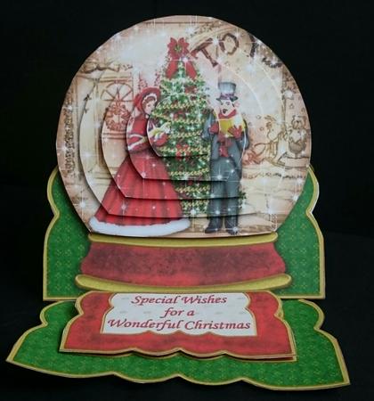 Vintage Christmas Carollers Snow Globe Mini Easel Card by Sue Soules