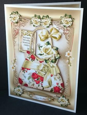 Silk Cream Handbag with Roses Card Mini Kit by Sue Soules