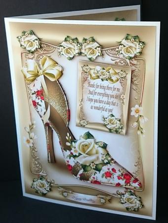 Silk Cream Shoes with Roses Card Mini Kit by Sue Soules