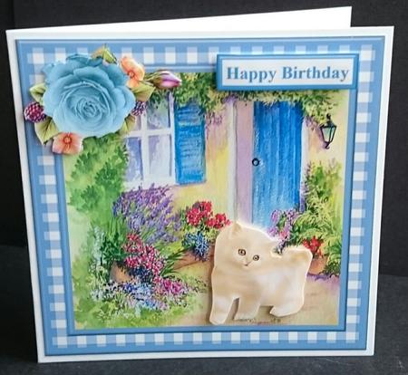 Kitten by the Door Card Topper & Decoupage by Sue Soules
