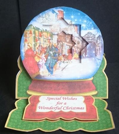 Vintage Christmas Shopping Snow Globe Easel Card by Sue Soules
