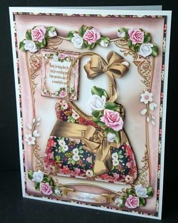 Handbag with Pink Roses Card Mini Kit by Sue Soules