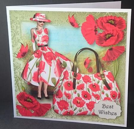 Handbags & Gladrags Pretty Poppies 8x8 Quick Topper by Sue Soules