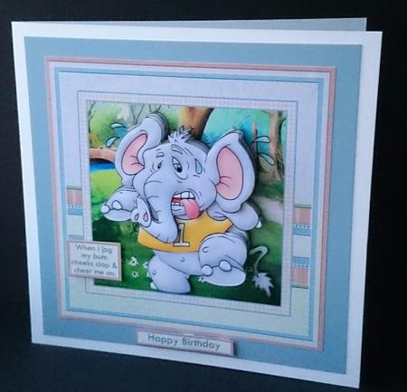 Jogging Elephant 8x8 Decoupage Mini Kit for Men by Sue Soules