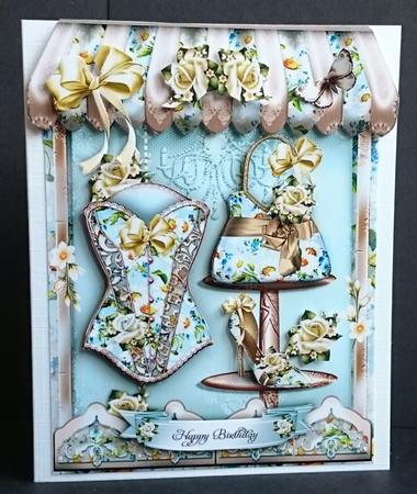 Boutique Shaped Card Turquoise Roses Mini Kit by Sue Soules
