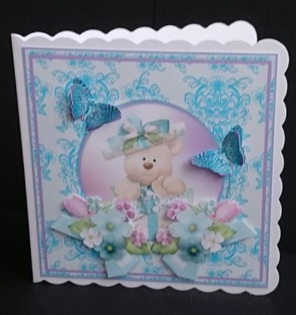 Cute Bear with Floral Decoupage Topper by Sue Soules