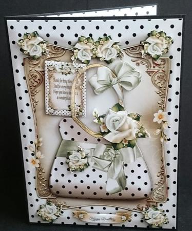 White Polka Dot Handbag with Roses Card by Sue Soules