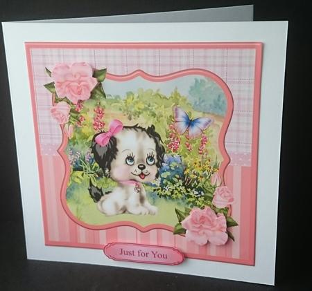 Puppy & Butterfly in the Garden Card Topper & Decoupage by Sue Soules