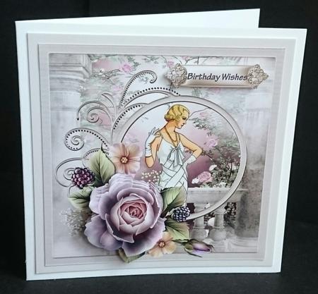 Summer Evening 7x7 Card with Decoupage by Sue Soules