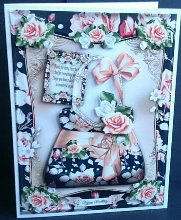 Peach Black Handbag with Roses Card Mini Kit by Sue Soules