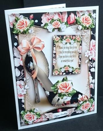 Peach Black Shoes with Roses Card Mini Kit by Sue Soules