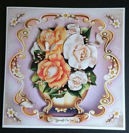 Roses Bouquet in Vase Card Mini Kit by Sue Soules