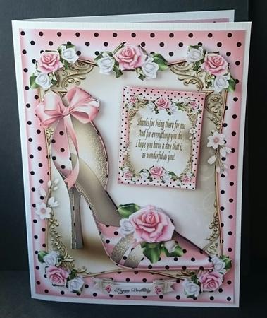 Pink Polka Dot Shoes with Roses Card Mini Kit by Sue Soules