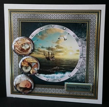 Nautical 7x7 Card with Decoupage by Sue Soules