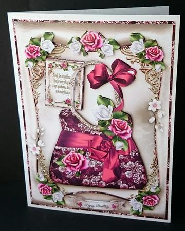 Pink Dark Handbag with Roses Card Mini Kit by Sue Soules