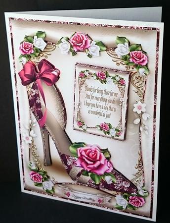 Pink Dark Shoes with Roses Card Mini Kit by Sue Soules