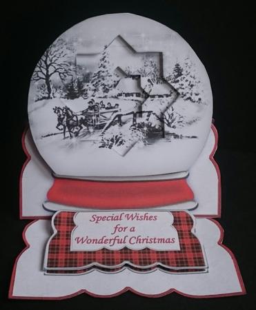 Sleigh Ride Inverted Snow Globe Easel Card by Sue Soules