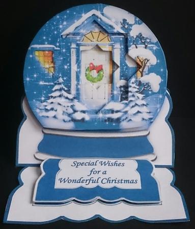 Christmas Door Inverted Snow Globe Easel Card by Sue Soules