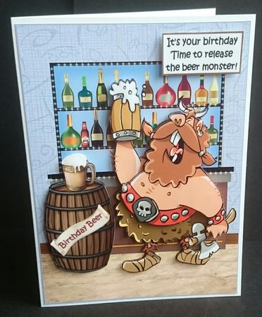 Birthday Beer Monster Choice of Captions by Sue Soules