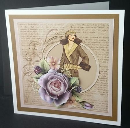 Elegance with a Rose 7x7 Card with Decoupage by Sue Soules