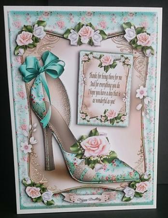 Turquoise Shoes with Roses Card Mini Kit by Sue Soules