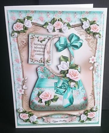 Turquoise Handbag with Roses Card Mini Kit by Sue Soules
