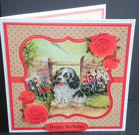 Spaniel Puppy Card Topper & Decoupage by Sue Soules