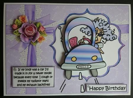 Stella and Her Old Car Version 2 by Sue Soules
