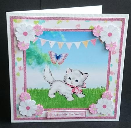 Kitten & Butterfly Card Topper & Decoupage by Sue Soules