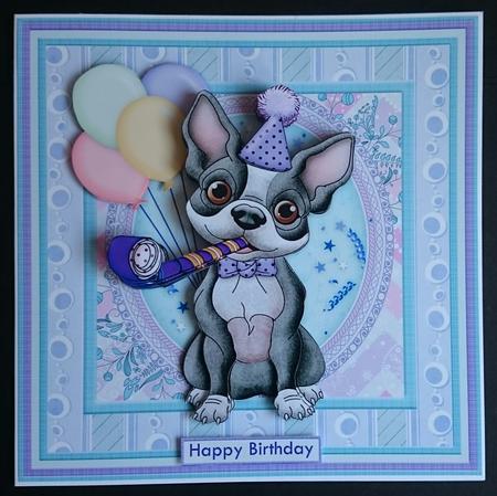 Let's Party Terrier Dog 8x8 Decoupage Mini Kit by Sue Soules