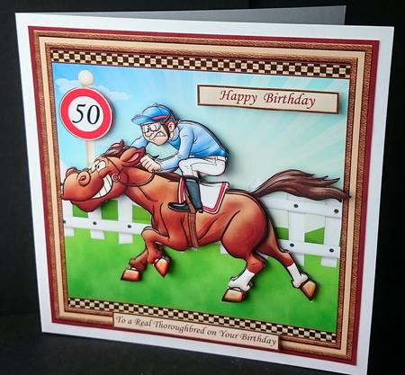 To a Real Thoroughbred Horse Racing Birthday or Fathers Day by Sue Soules