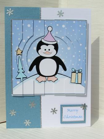 Cheeky Xmas Penguin Quick Card with Circular Side Stacker by Sue Taylor