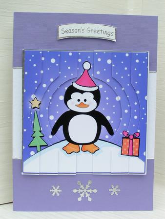 Cheeky Xmas Penguin Quick Card with Circular Side Stacker by Sue Taylor