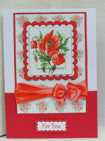 Red Poppies - Card Front with Stacker and Decoupage by Sue Taylor