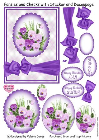 Pansies and Checks with Stacker and Decoupage by Sue Taylor