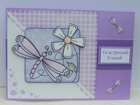 Dragonfly Quick Card with Decoupage by Sue Taylor