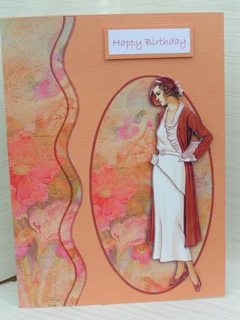Vintage Lady in Peach Oval Topper & Decoupage by Sue Taylor
