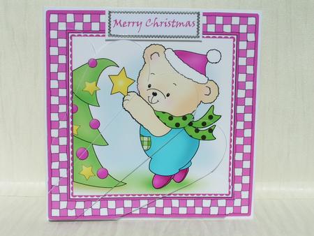 Robert's Xmas Tree Quick Card with Fan Pyramage Topper by Sue Taylor
