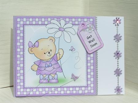 Rosie's Flower Quick Card with Fan Pyramage Topper by Sue Taylor