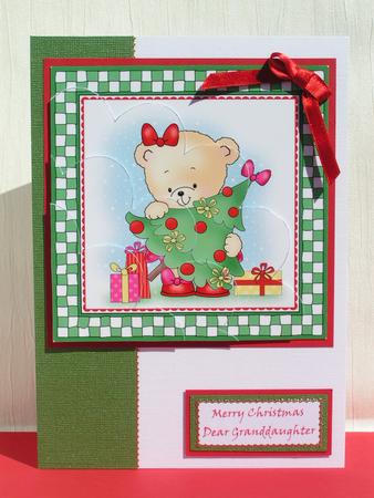 Rosie's Xmas Tree Shell Edged Corner Side Stacker by Sue Taylor