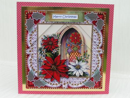 Poinsettia Window 5inch Triangle Edge Spiral Stacker by Sue Taylor