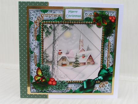 Winter Pub Holly 5inch Triangle Edge Spiral Stacker by Sue Taylor