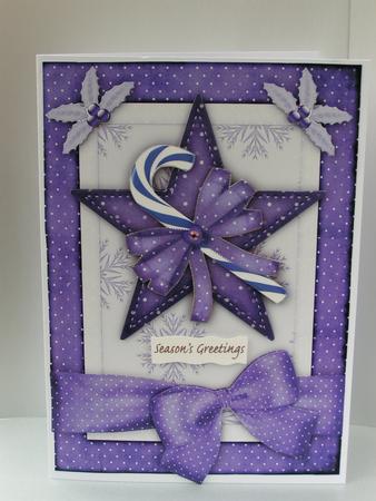 Christmas Star and Candycane A5 Card Front with Step by Step by Sue Taylor