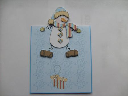 Christmas Snowman Over the Edge Card by Sue Wright