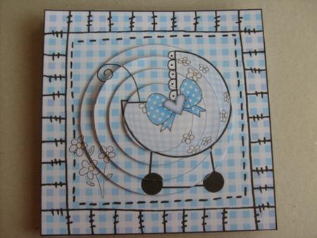 Baby Boy Pram Circle Pyramage Topper by Sue Wright