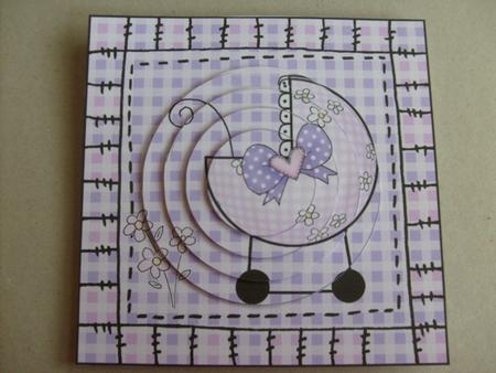 Baby Girl Pram Circle Pyramage Topper by Sue Wright