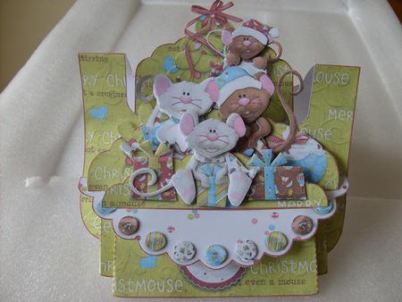 Merry Christmouse 3D Shelf Card with Card Box by Sue Wright