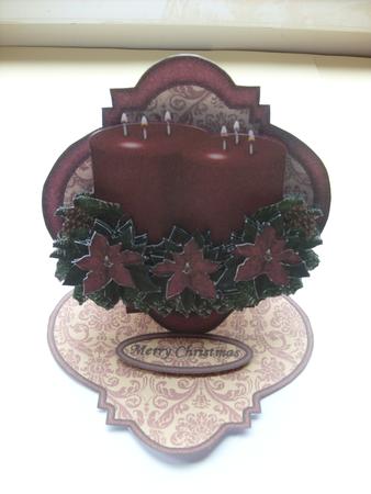 Candles and Poinsettia Bracket Shaped Card Kit by Sue Wright